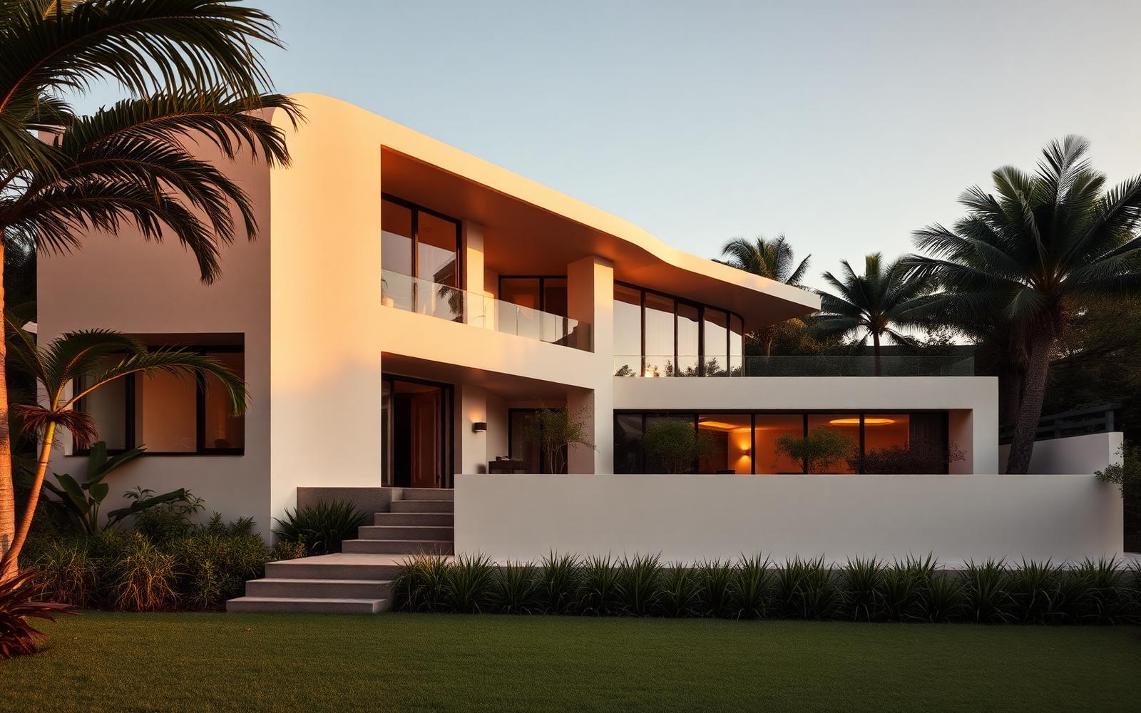 Casa em condomínio no Brasil ao entardecer